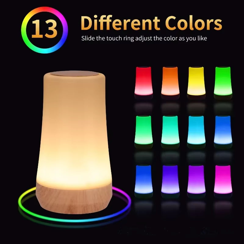 UniSell™  RGB Touch Night Light – 13 Colors, Dimmable & Rechargeable