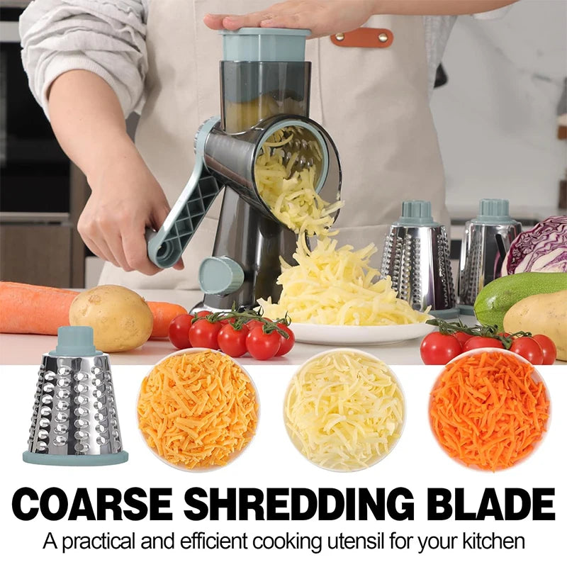 UniSell™ Multi-Function Rotary Grater: Cheese, Vegetables, and Nut Grinder