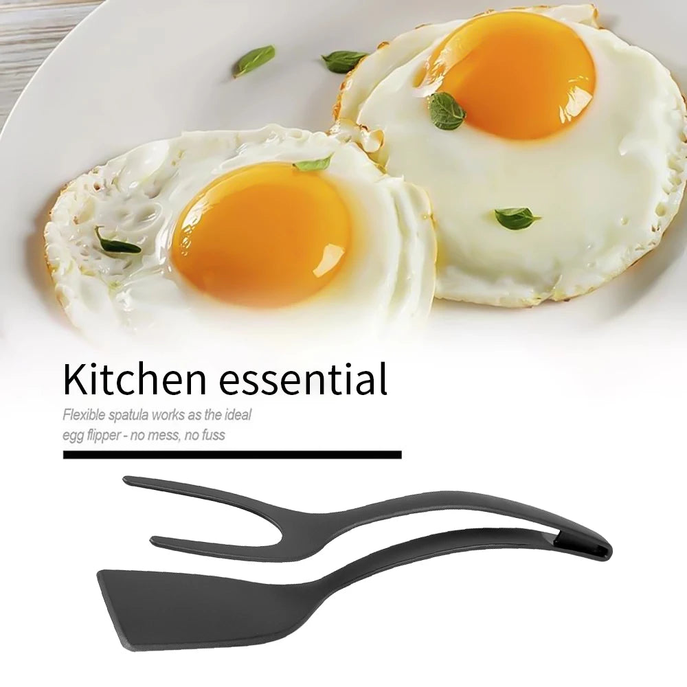 Flip Grip™ - 2-in-1 Nylon Grip Flip Tongs and Egg/Steak Spatula Tongs with Clamp for Pancakes and Fried Foods