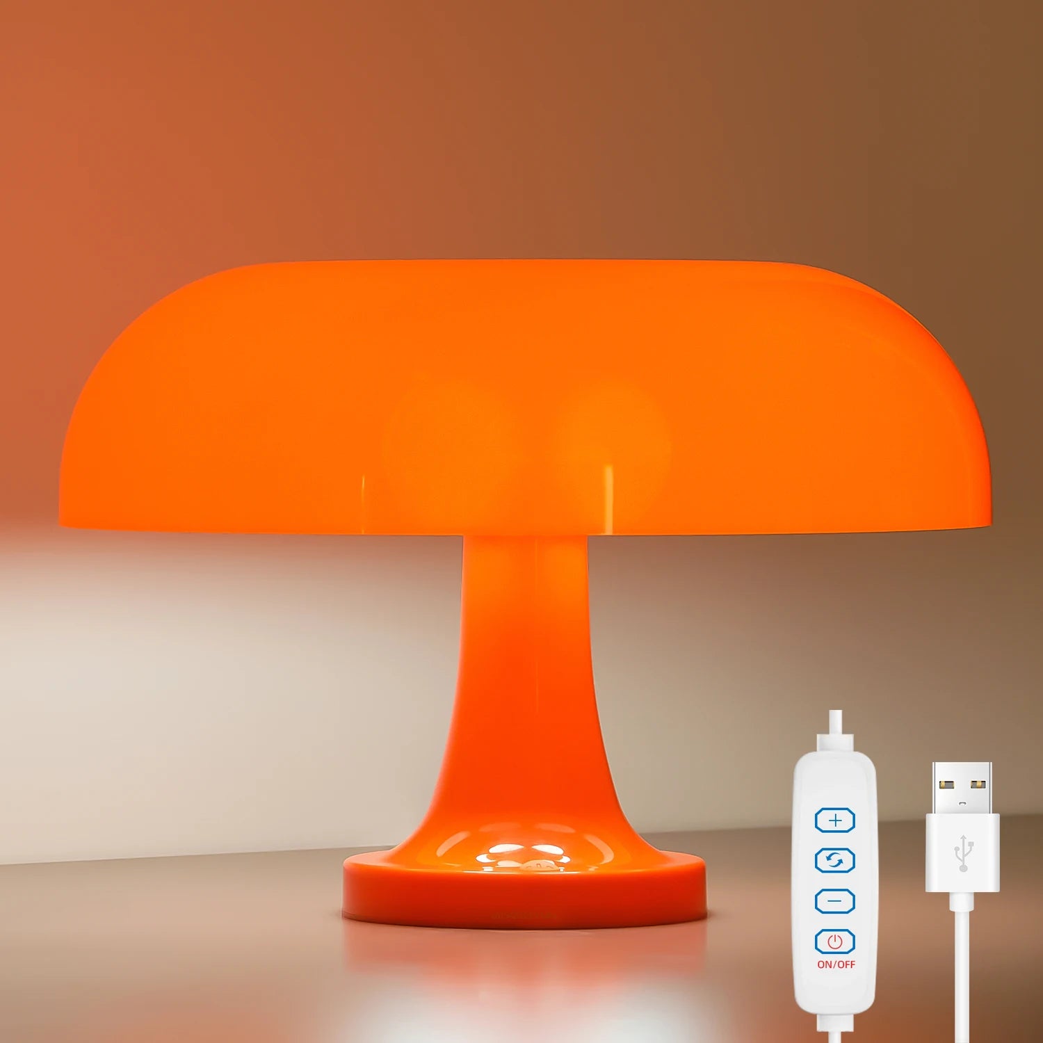 UniSell™ Danish Designer Orange Mushroom Table Lamp