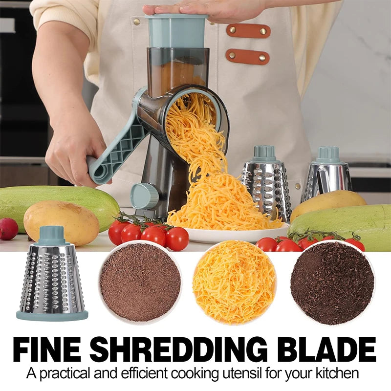 UniSell™ Multi-Function Rotary Grater: Cheese, Vegetables, and Nut Grinder