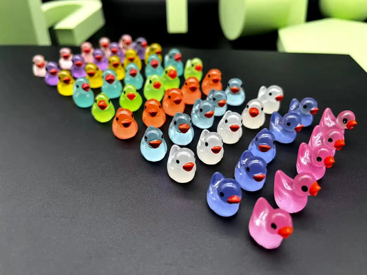 50PCS Glowing Mini Resin Little Ducks Moss Microlandscape Miniature Duck Figurines Fairy Garden Accessories Home Decor