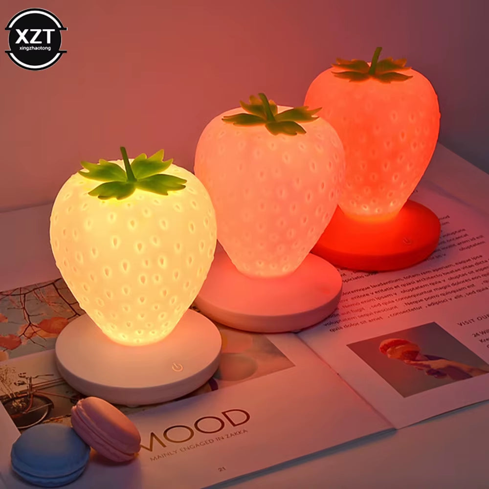 UniSell™ USB Strawberry Night Light – Touch Control, Energy-Saving