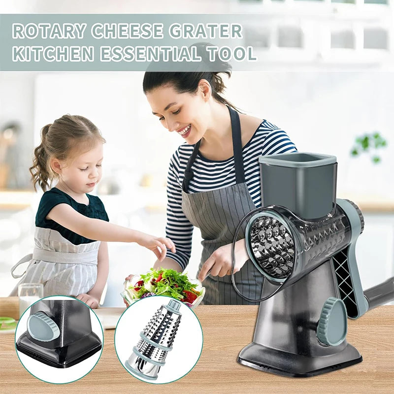 UniSell™ Multi-Function Rotary Grater: Cheese, Vegetables, and Nut Grinder