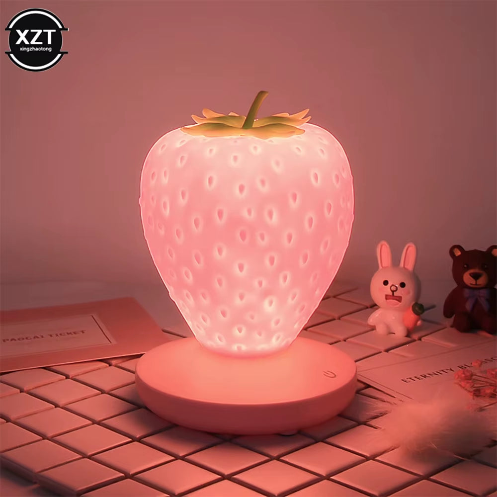 UniSell™ USB Strawberry Night Light – Touch Control, Energy-Saving